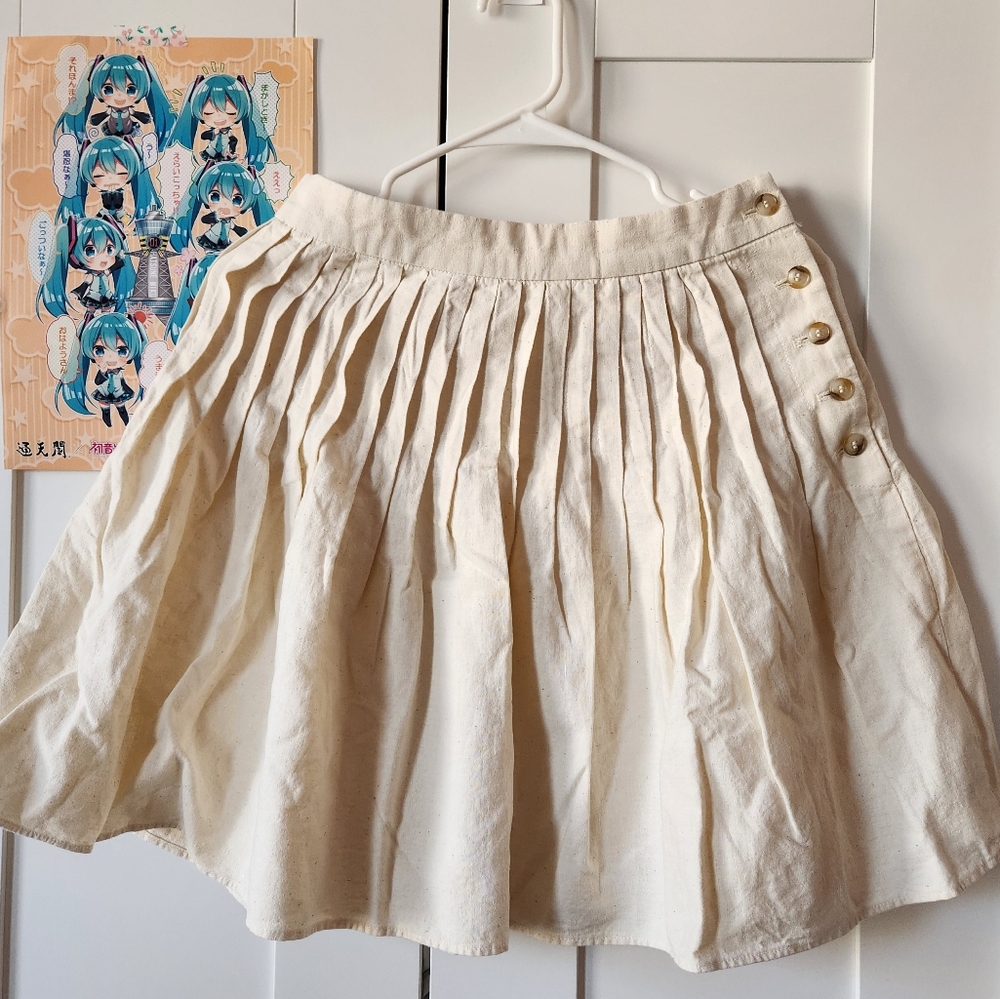 NWT Madewell Hemp-Cotton Pintuck Full Mini Skirt:Undyed Version